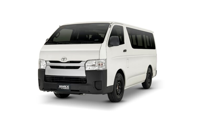 White Toyota Hi-Ace Grandia for RON the go tours and services